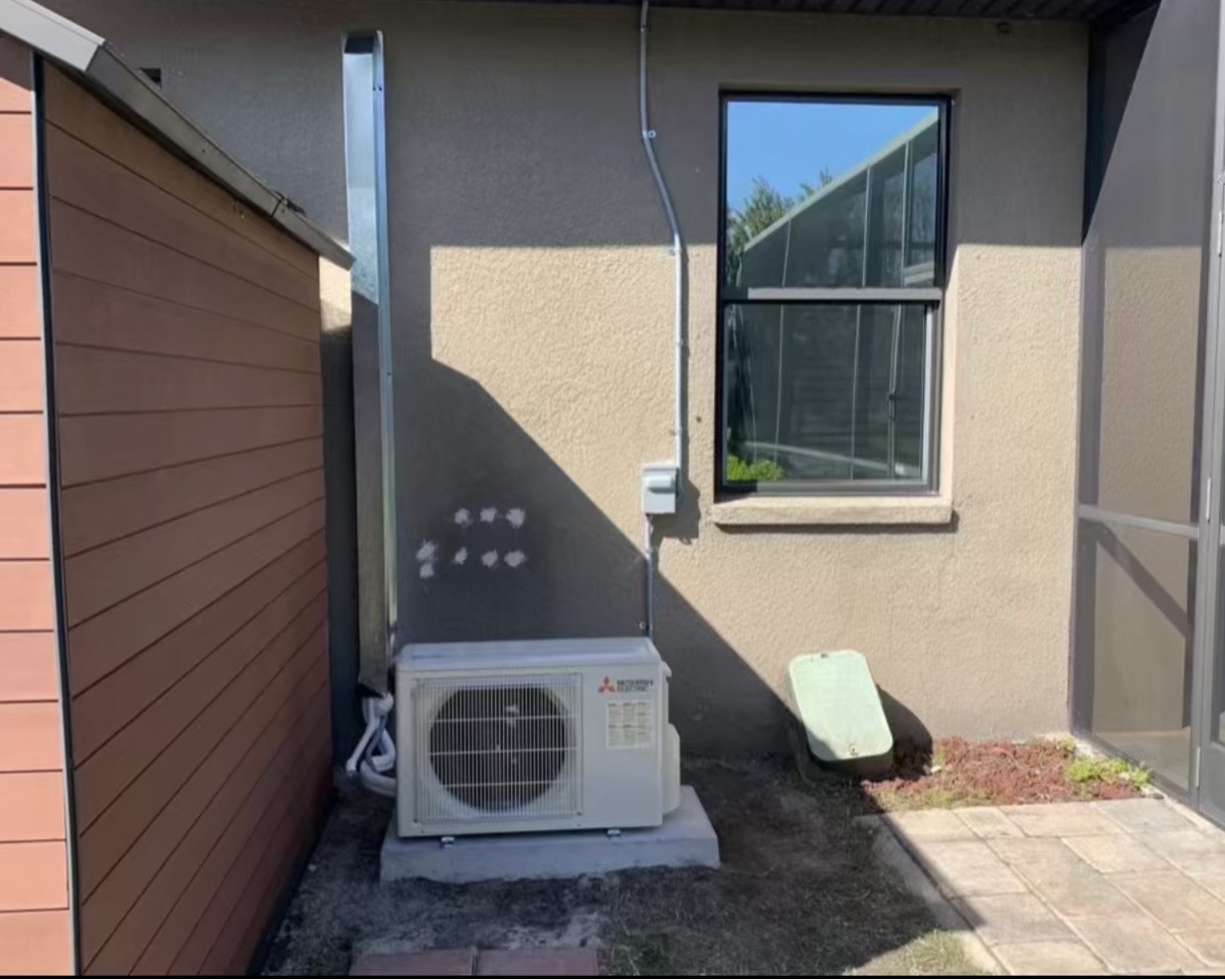 Outdoor Mitsubishi mini-split installation by NovaComfort